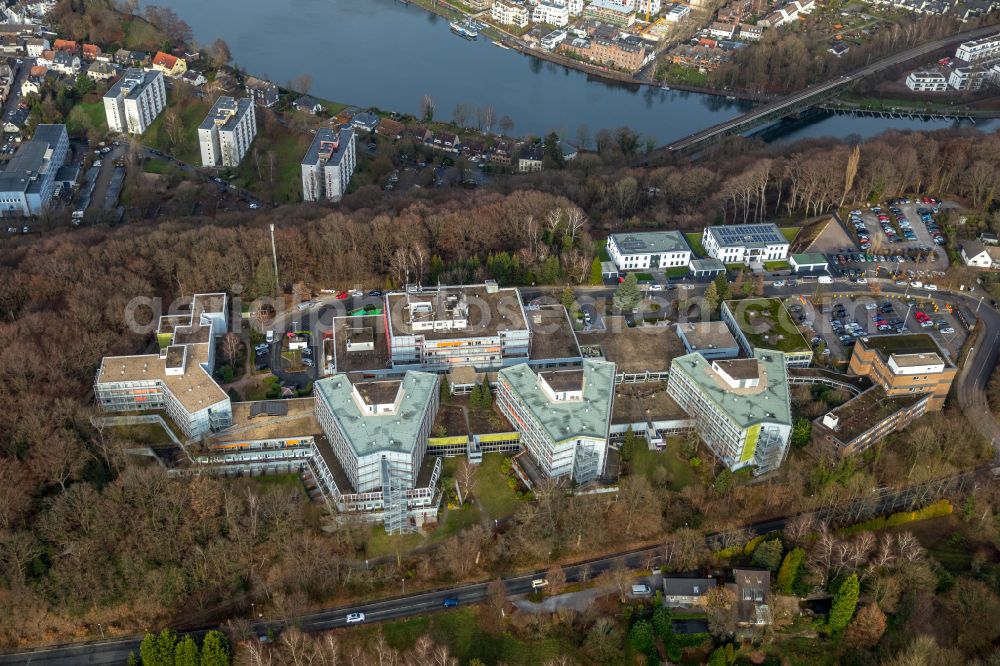 Essen from above - Hospital grounds of the Clinic MediClin Fachklinik Rhein/Ruhr Auf of Roetsch in the district Werden in Essen in the state North Rhine-Westphalia, Germany