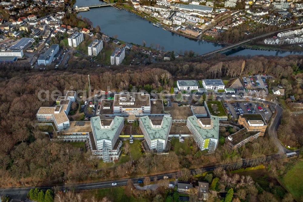 Essen from the bird's eye view: Hospital grounds of the Clinic MediClin Fachklinik Rhein/Ruhr Auf of Roetsch in the district Werden in Essen in the state North Rhine-Westphalia, Germany