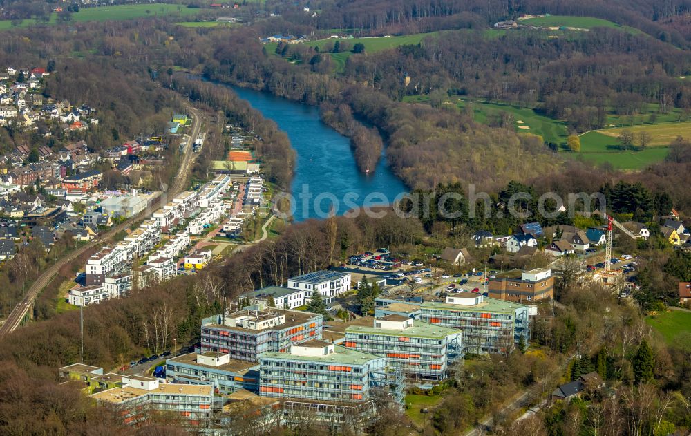 Essen from the bird's eye view: Hospital grounds of the Clinic MediClin Fachklinik Rhein/Ruhr Auf of Roetsch in the district Werden in Essen in the state North Rhine-Westphalia, Germany