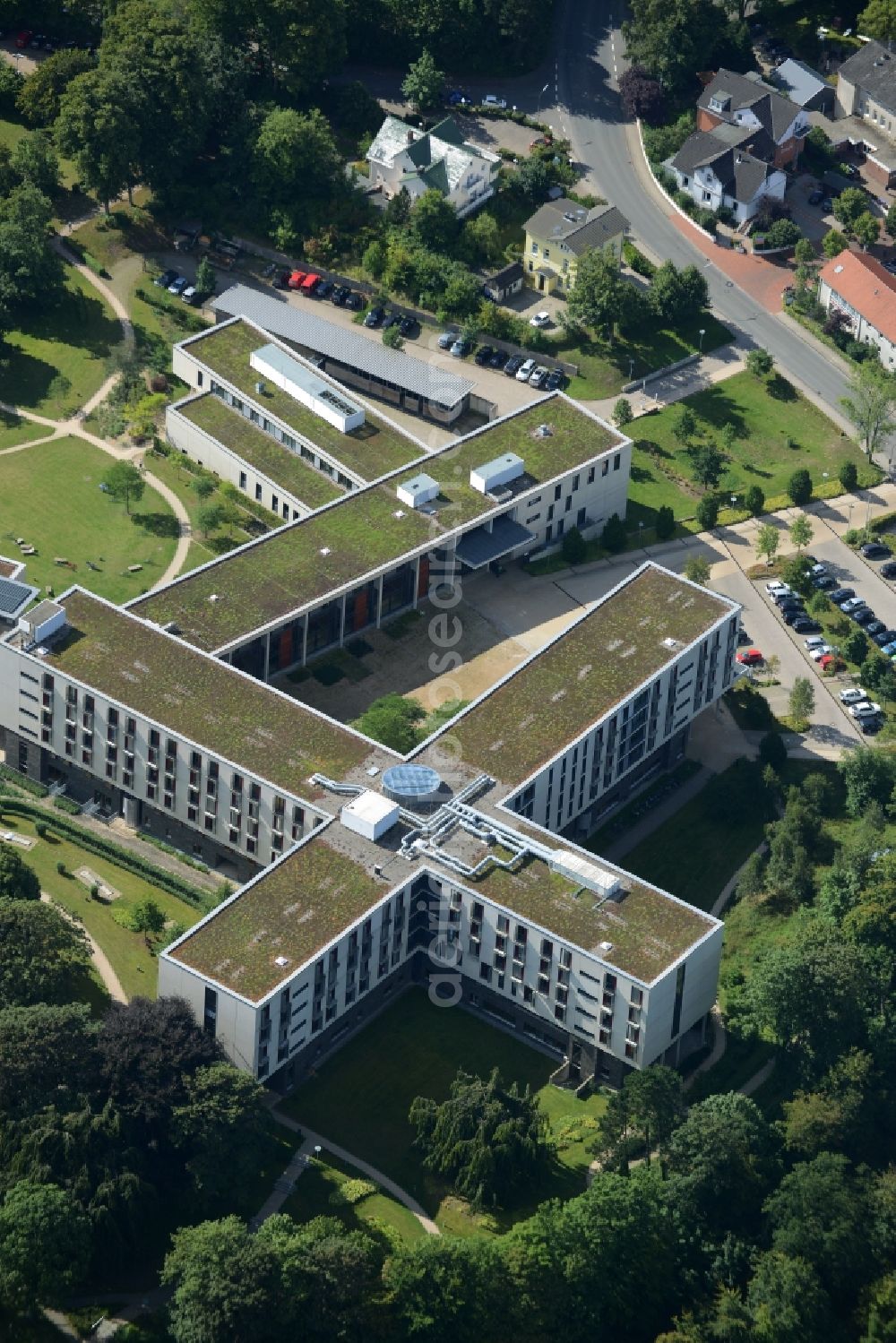 Malente from above - Hospital grounds of the Clinic Muehlenbergklinik Holsteinische Schweiz in the district Bad Malente-Gremsmuehlen in Malente in the state Schleswig-Holstein