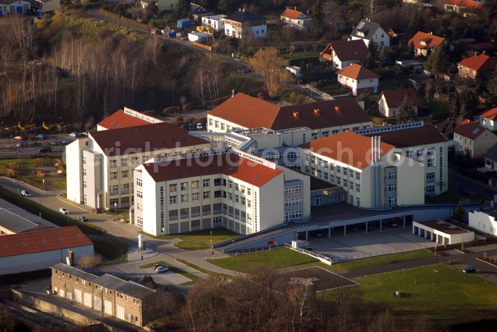 Grimma from the bird's eye view: Hospital grounds of the Clinic Muldentalklinik on Kleiststrasse in Grimma in the state Saxony, Germany