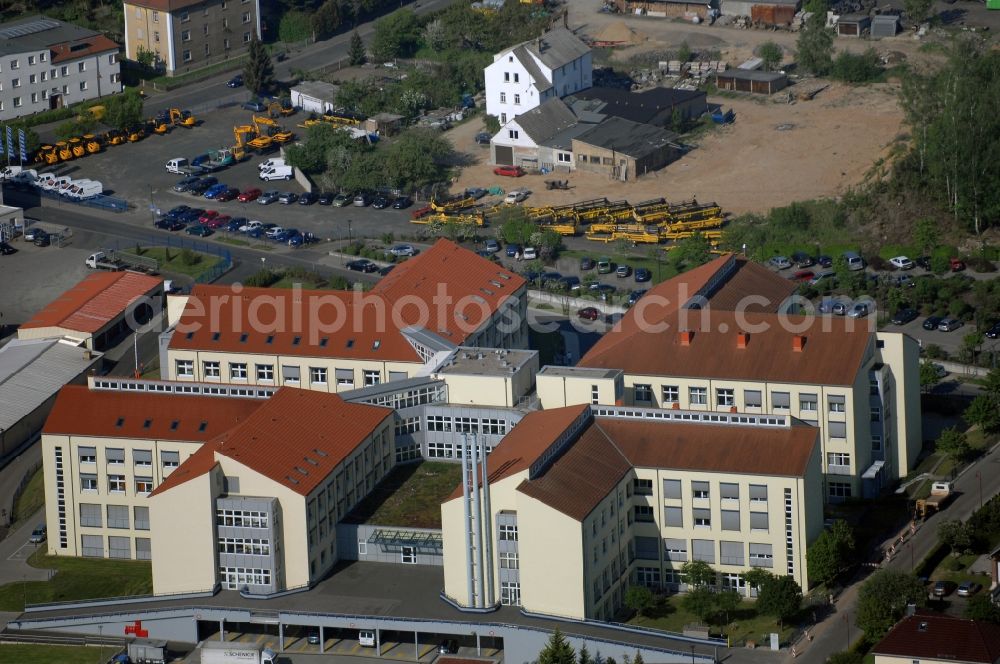 Grimma from the bird's eye view: Hospital grounds of the Clinic Muldentalklinik on Kleiststrasse in Grimma in the state Saxony, Germany