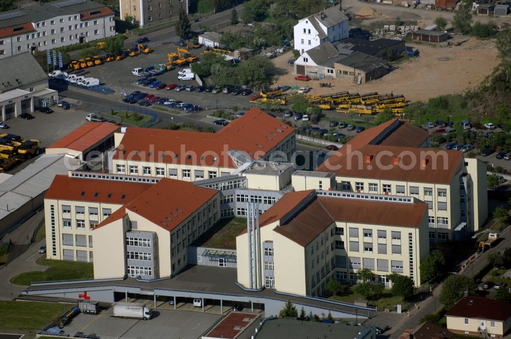 Aerial image Grimma - Hospital grounds of the Clinic Muldentalklinik on Kleiststrasse in Grimma in the state Saxony, Germany