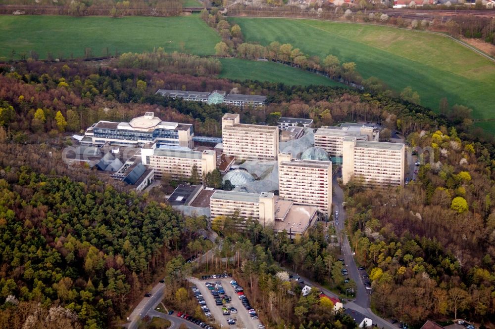 Aerial image Bad Neustadt an der Saale - Hospital grounds of the Clinic Neurologische Klinik Bad Neustadt on Saale in Bad Neustadt an der Saale in the state Bavaria, Germany