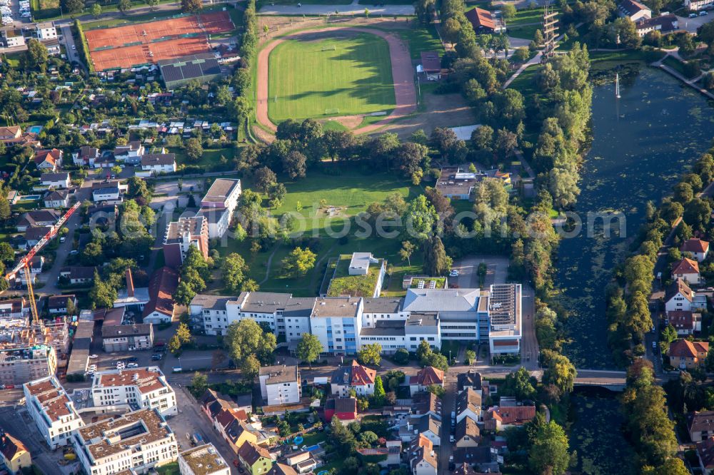 Aerial image Kehl - Hospital grounds of the Clinic Ortenau Klinikum Offenburg-Kehl on street Gustav-Weis-Strasse in Kehl in the state Baden-Wuerttemberg, Germany