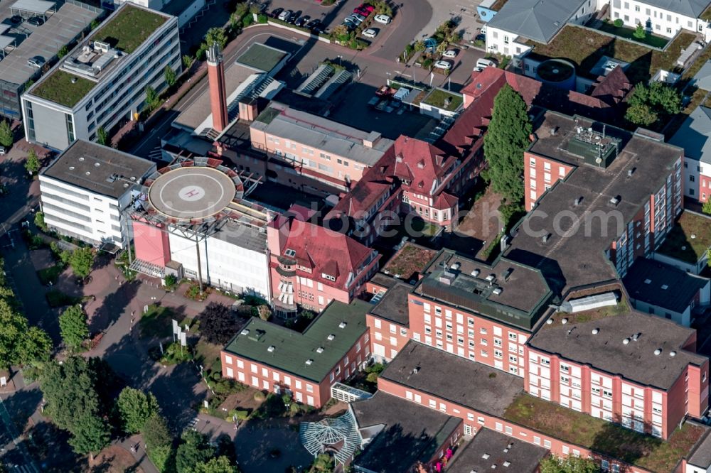 Offenburg from the bird's eye view: Hospital grounds of the Clinic Ortenauklinik in Offenburg in the state Baden-Wurttemberg, Germany