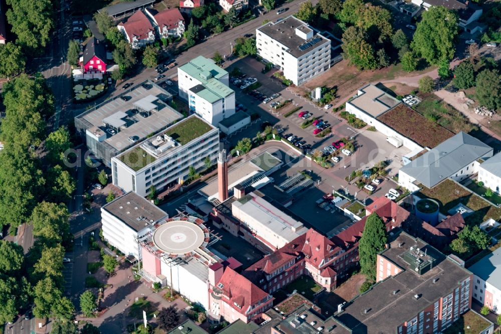 Aerial image Offenburg - Hospital grounds of the Clinic Ortenauklinik in Offenburg in the state Baden-Wurttemberg, Germany