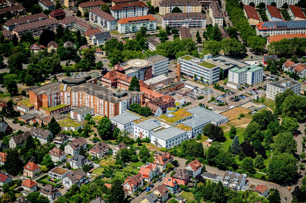 Aerial photograph Offenburg - Hospital grounds of the Clinic Ortenauklinik in Offenburg in the state Baden-Wurttemberg, Germany