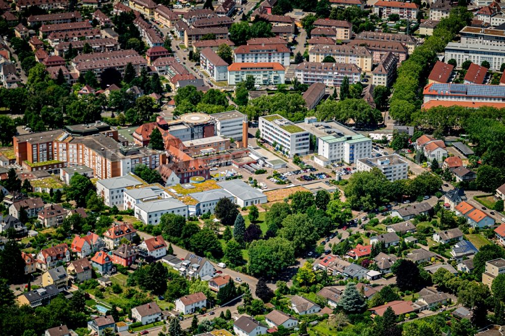 Offenburg from above - Hospital grounds of the Clinic Ortenauklinik in Offenburg in the state Baden-Wurttemberg, Germany