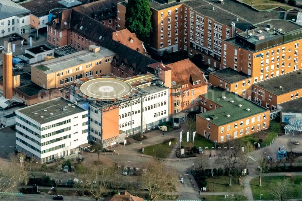 Offenburg from above - Hospital grounds of the Clinic Ortenauklinik Offenburg in Offenburg in the state Baden-Wurttemberg, Germany