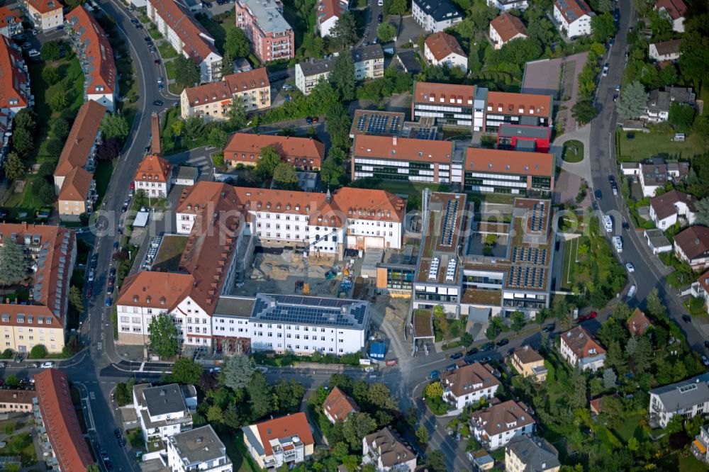 Aerial photograph Würzburg - Hospital grounds of the Clinic Orthopaedische Klinik Koenig-Ludwig-Haus Wuerzburg on street Brettreichstrasse in the district Frauenland in Wuerzburg in the state Bavaria, Germany