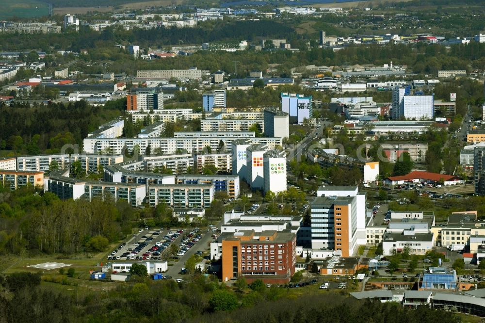 Aerial image Neubrandenburg - Hospital grounds of the Clinic on Salvador-Allende-Strasse in the district Kuessow in Neubrandenburg in the state Mecklenburg - Western Pomerania, Germany