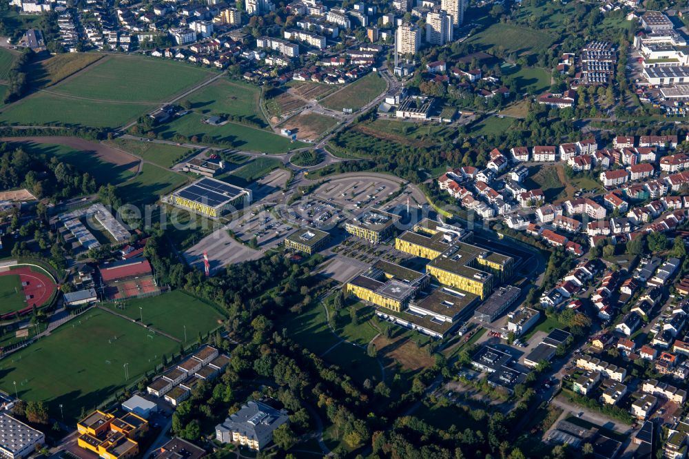 Aerial image Winnenden - Hospital grounds of the Clinic Rems-Murr-Kliniken and AWO Kinderhaus Zipfelbach on street Am Jakobsweg in Winnenden in the state Baden-Wuerttemberg, Germany