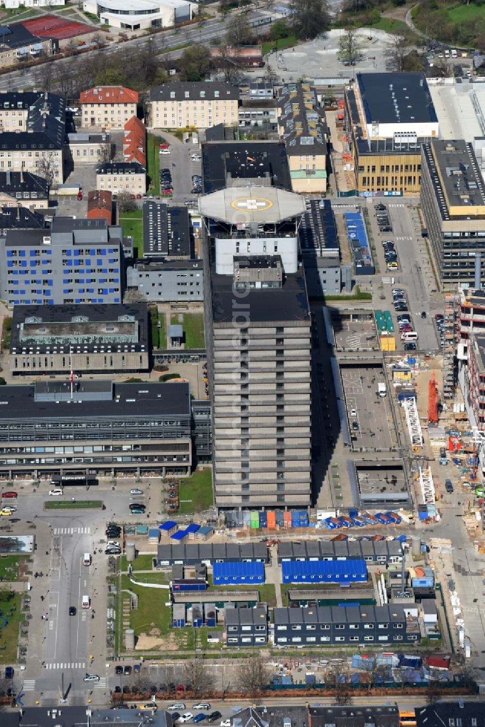 Aerial image Kopenhagen - Hospital grounds Rigshospitalet on Blegdonsvej in Copenhagen in Denmark