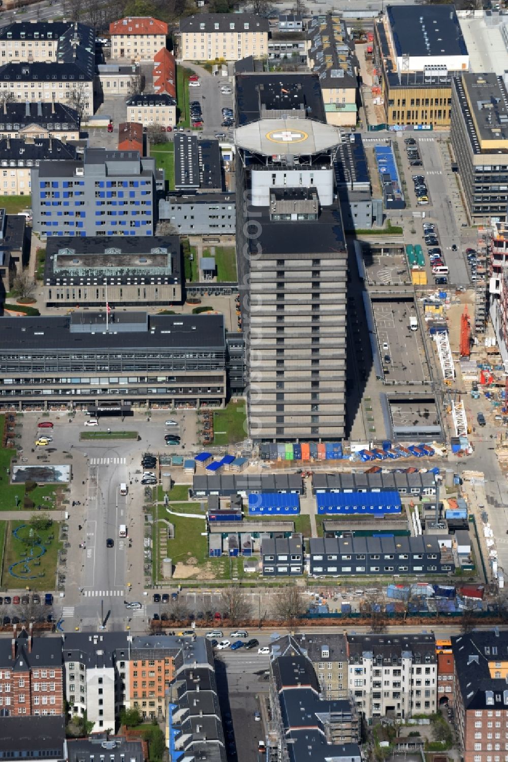 Aerial photograph Kopenhagen - Hospital grounds Rigshospitalet on Blegdonsvej in Copenhagen in Denmark