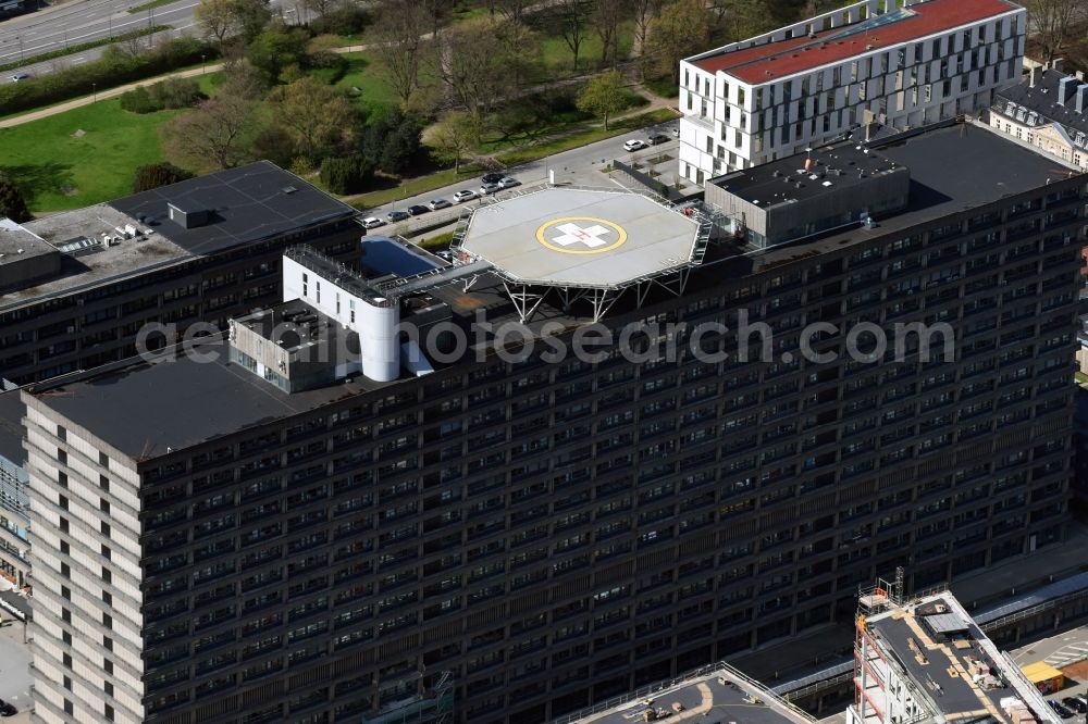 Kopenhagen from above - Hospital grounds Rigshospitalet on Blegdonsvej in Copenhagen in Denmark