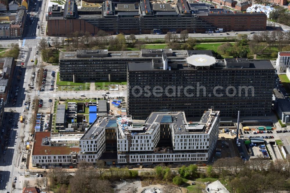 Aerial image Kopenhagen - Hospital grounds Rigshospitalet on Blegdonsvej in Copenhagen in Denmark