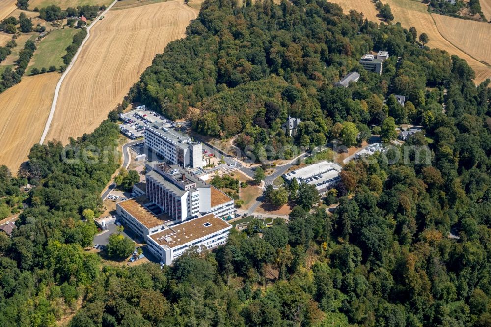 Essen from the bird's eye view: Hospital grounds of the Clinic Ruhrlandklinik on Tueschener Weg in the district Werden in Essen in the state North Rhine-Westphalia, Germany