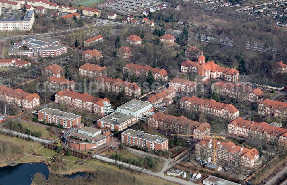 Aerial photograph Neuruppin - Hospital grounds of the Clinic Ruppiner Kliniken in Neuruppin in the state Brandenburg