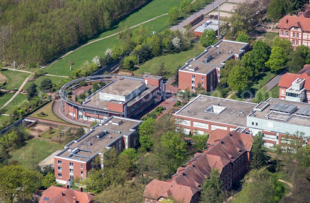 Aerial photograph Neuruppin - Hospital grounds of the Clinic Ruppiner Kliniken in Neuruppin in the state Brandenburg