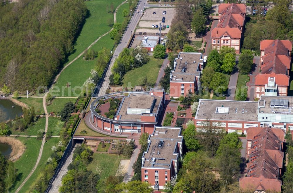 Neuruppin from above - Hospital grounds of the Clinic Ruppiner Kliniken in Neuruppin in the state Brandenburg