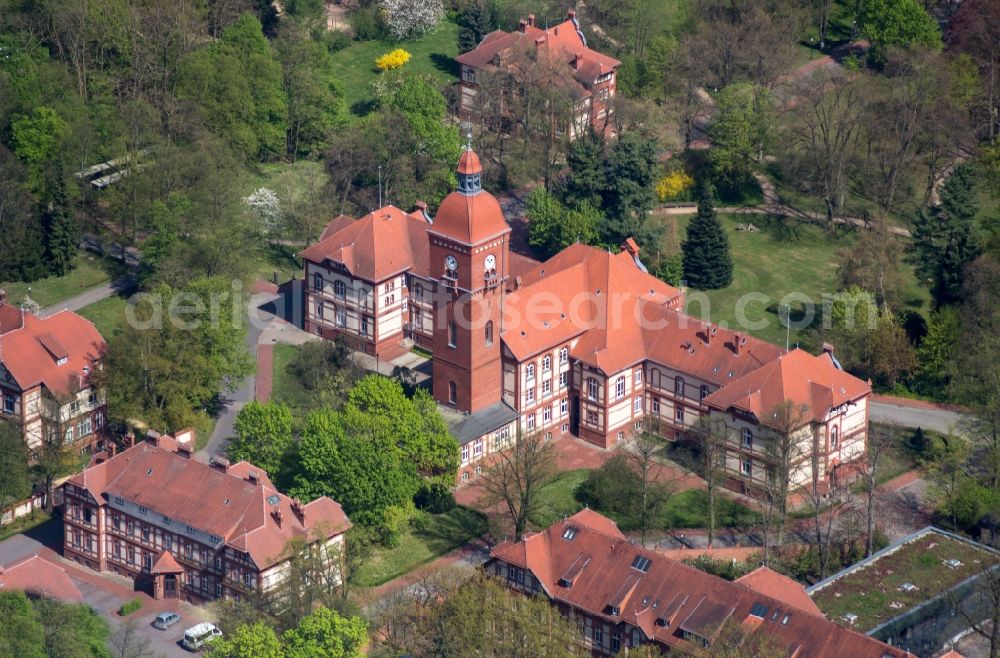 Aerial image Neuruppin - Hospital grounds of the Clinic Ruppiner Kliniken in Neuruppin in the state Brandenburg