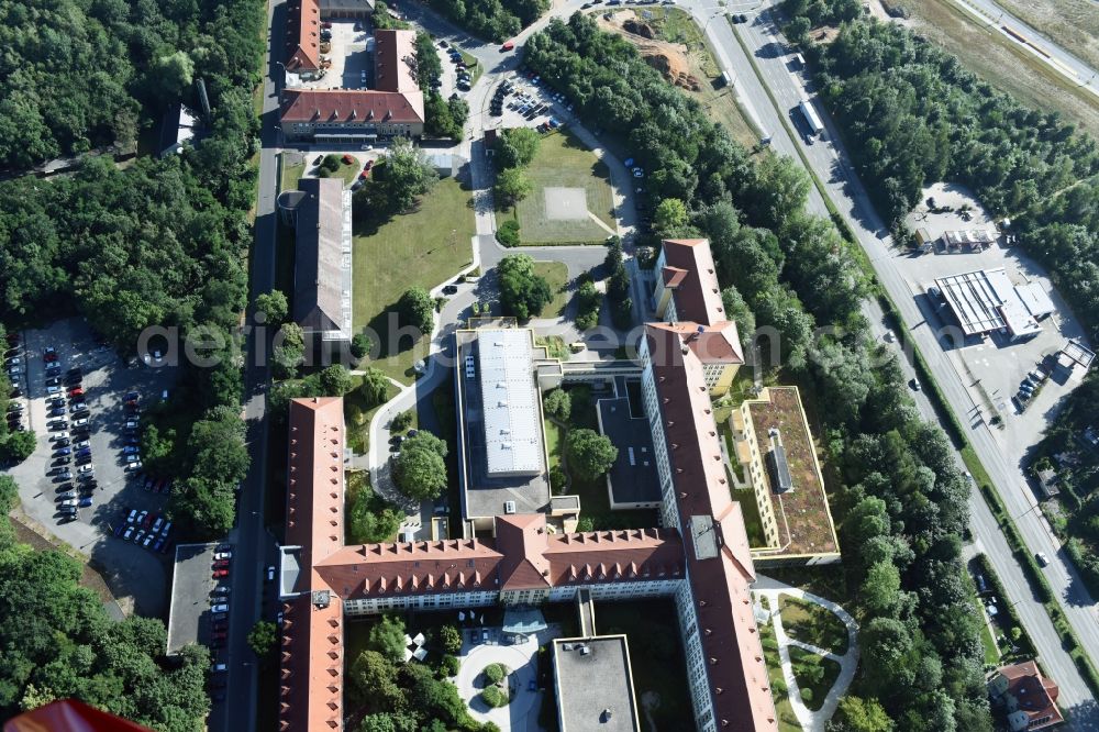 Aerial image Borna - Clinic of the hospital grounds Sana Klinikum Borna on Rudolf-Virchow-Strasse in Borna in the state Saxony