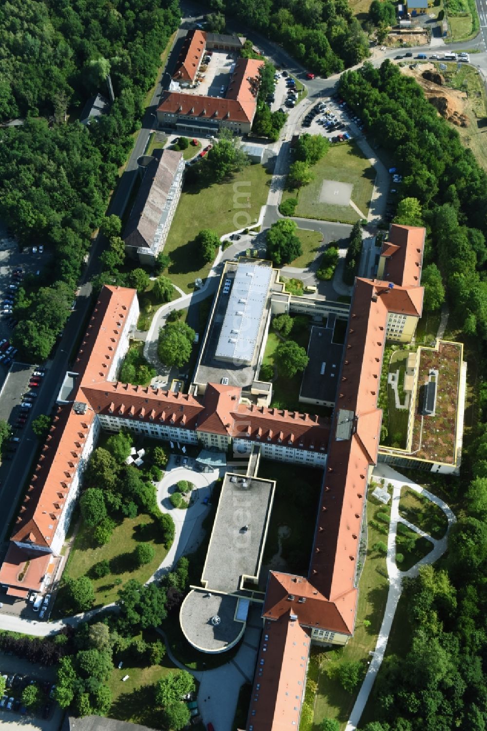 Borna from above - Clinic of the hospital grounds Sana Klinikum Borna on Rudolf-Virchow-Strasse in Borna in the state Saxony