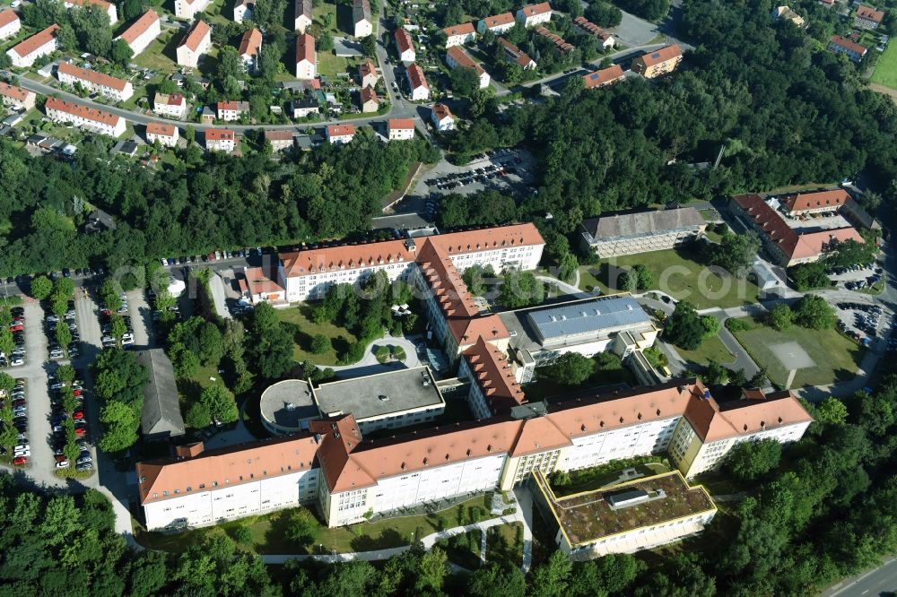 Aerial image Borna - Clinic of the hospital grounds Sana Klinikum Borna on Rudolf-Virchow-Strasse in Borna in the state Saxony