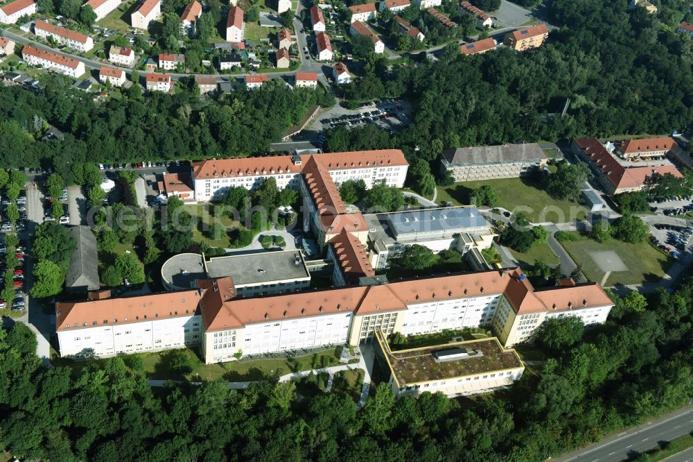 Borna from above - Clinic of the hospital grounds Sana Klinikum Borna on Rudolf-Virchow-Strasse in Borna in the state Saxony