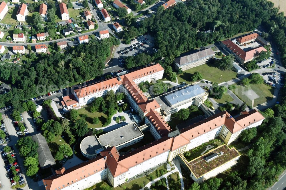 Borna from above - Clinic of the hospital grounds Sana Klinikum Borna on Rudolf-Virchow-Strasse in Borna in the state Saxony