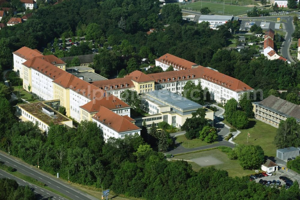 Aerial image Borna - Clinic of the hospital grounds Sana Klinikum Borna on Rudolf-Virchow-Strasse in Borna in the state Saxony