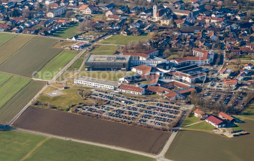 Vogtareuth from above - Hospital grounds of the Clinic Schoen-Klinik in Vogtareuth in the state Bavaria, Germany