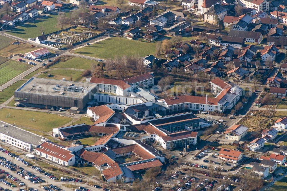 Aerial image Vogtareuth - Hospital grounds of the Clinic Schoen-Klinik in Vogtareuth in the state Bavaria, Germany