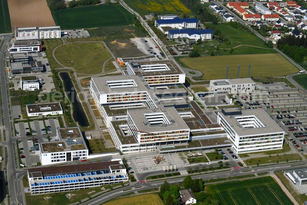 Villingen-Schwenningen from above - Hospital grounds of the Clinic Schwarzwald-Baar Klinikum on Klinikstrasse in Villingen-Schwenningen in the state Baden-Wuerttemberg, Germany