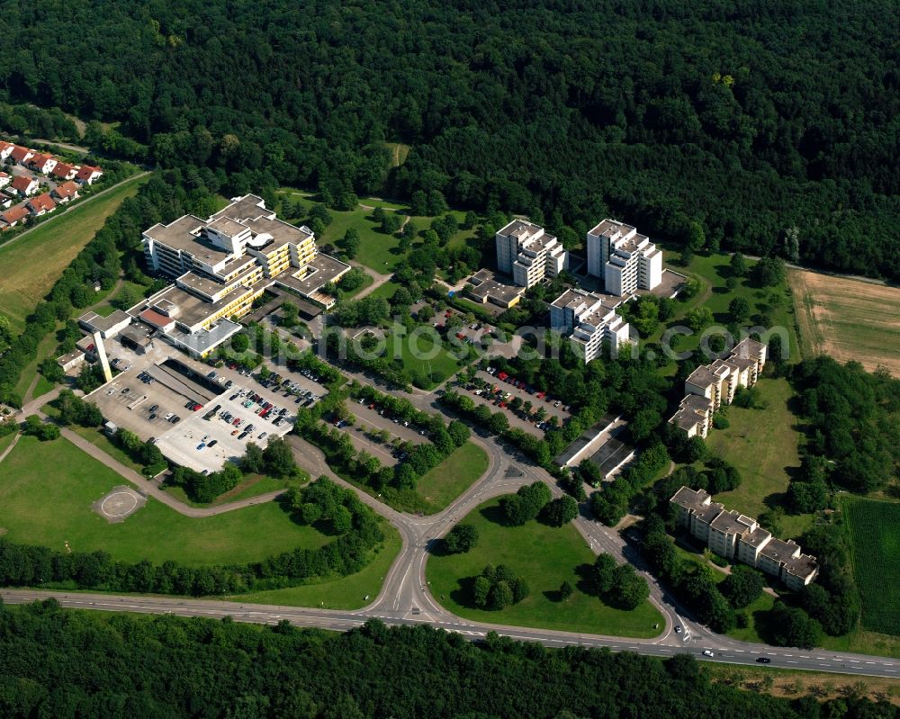 Bad Friedrichshall from above - Hospital grounds of the Clinic SLK Klinikum on Plattenwald in Bad Friedrichshall in the state Baden-Wurttemberg, Germany