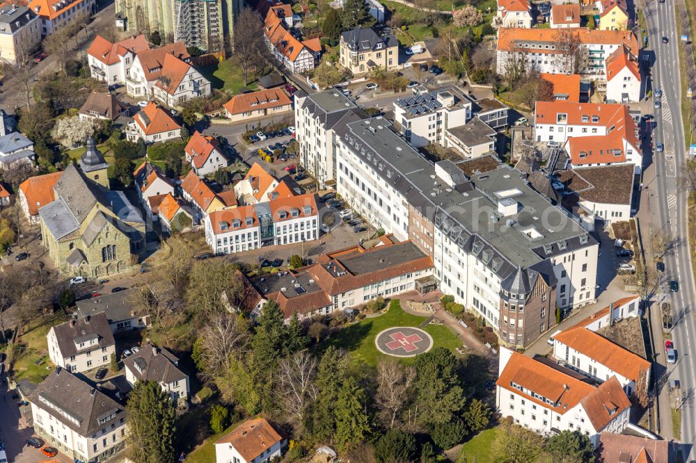 Aerial image Soest - Hospital grounds of the Clinic on street Widumgasse in Soest in the state North Rhine-Westphalia, Germany