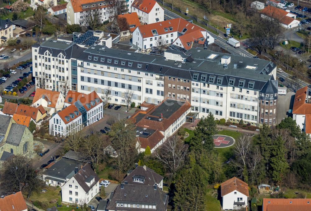 Aerial photograph Soest - Hospital grounds of the Clinic on street Widumgasse in Soest in the state North Rhine-Westphalia, Germany