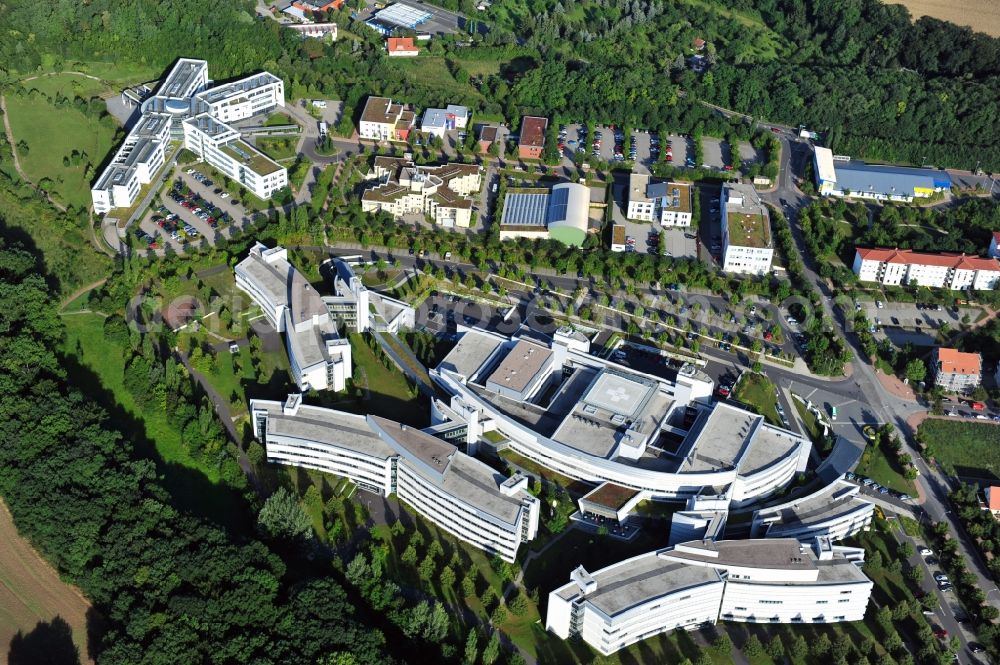 Aerial photograph Weimar - Hospital grounds of the Clinic Sophien-und Hufeland Klinikum on Henry-van-de-Velde-Strasse in Weimar in the state Thuringia, Germany