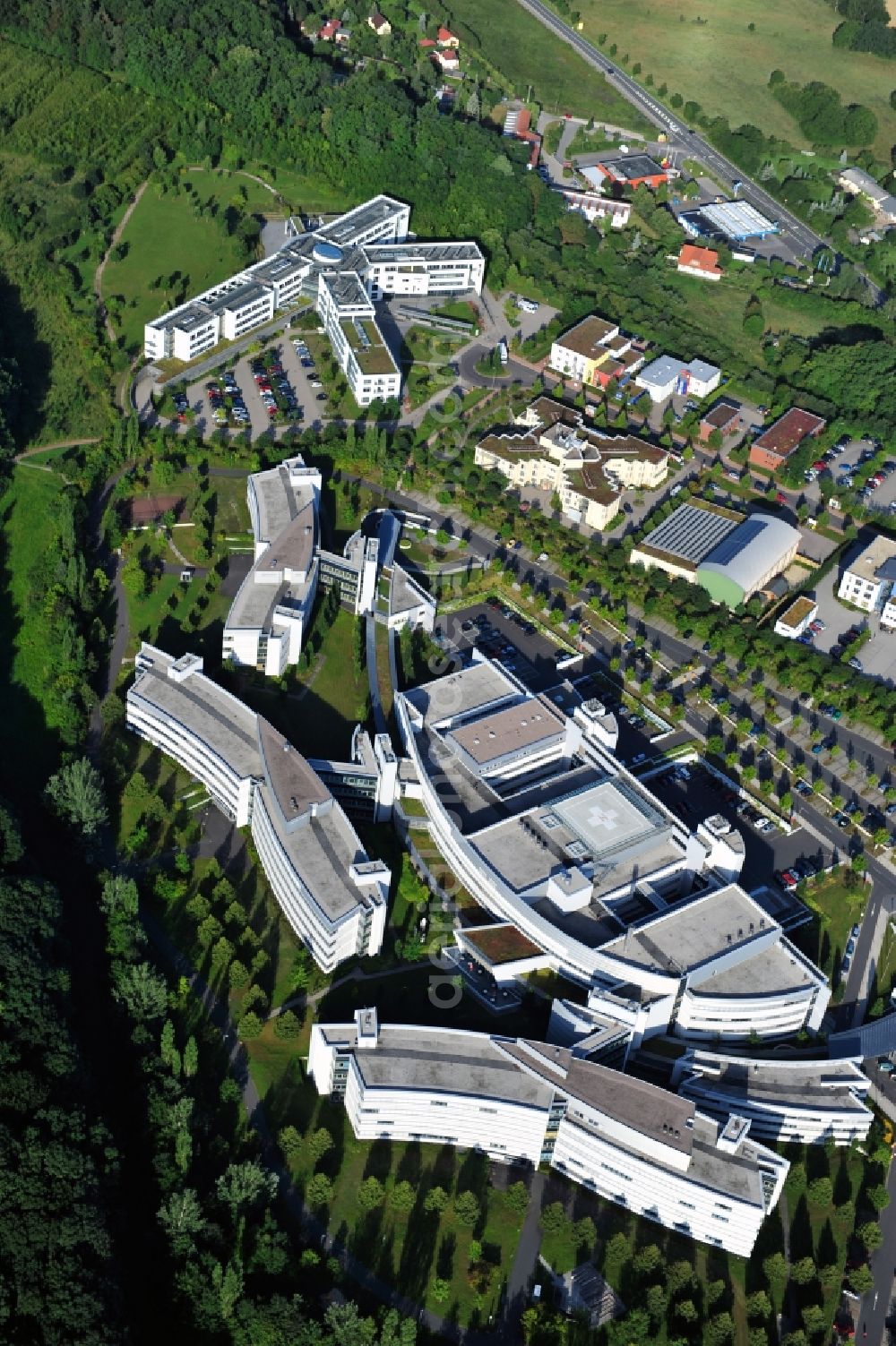 Weimar from above - Hospital grounds of the Clinic Sophien-und Hufeland Klinikum on Henry-van-de-Velde-Strasse in Weimar in the state Thuringia, Germany