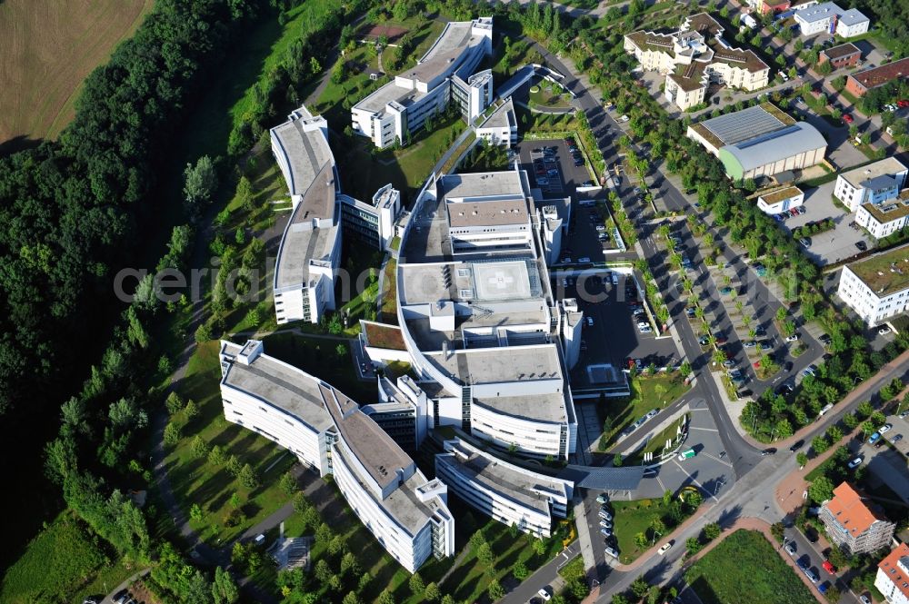 Weimar from the bird's eye view: Hospital grounds of the Clinic Sophien-und Hufeland Klinikum on Henry-van-de-Velde-Strasse in Weimar in the state Thuringia, Germany