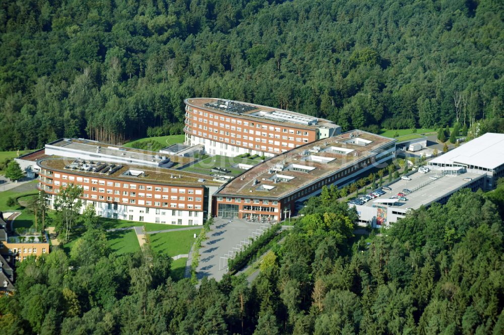 Gera from above - Hospital grounds of the Clinic SRH Wald-Klinikum Gera on Strasse of Friedens in Gera in the state Thuringia, Germany