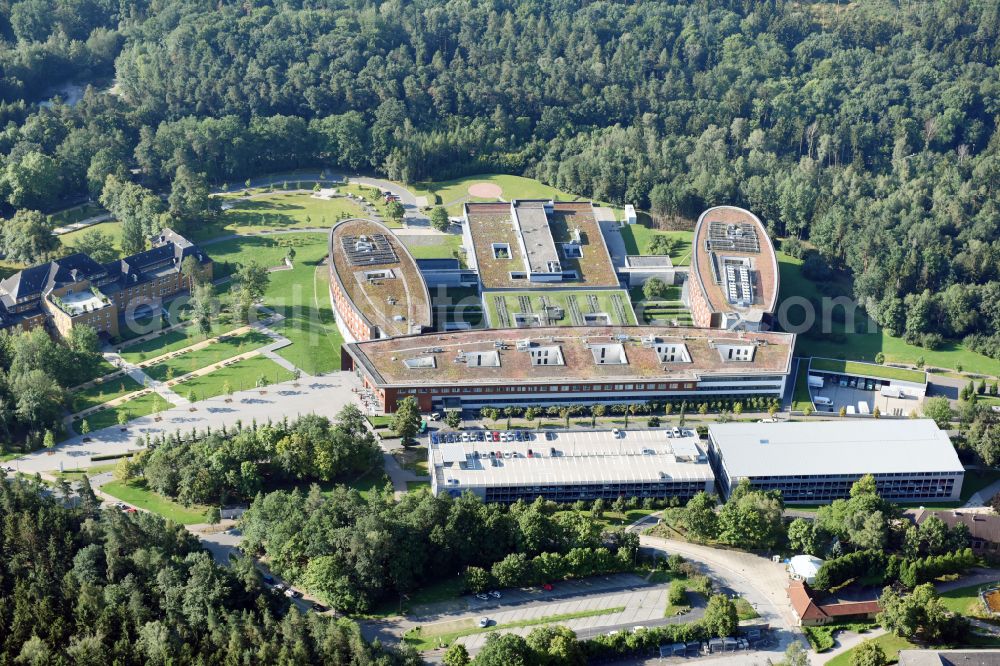 Aerial image Gera - Hospital grounds of the Clinic SRH Wald-Klinikum Gera on Strasse of Friedens in Gera in the state Thuringia, Germany