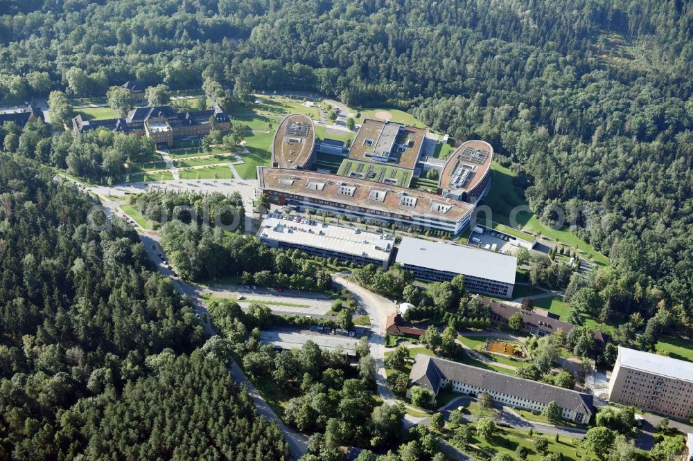 Gera from above - Hospital grounds of the Clinic SRH Wald-Klinikum Gera on Strasse of Friedens in Gera in the state Thuringia, Germany