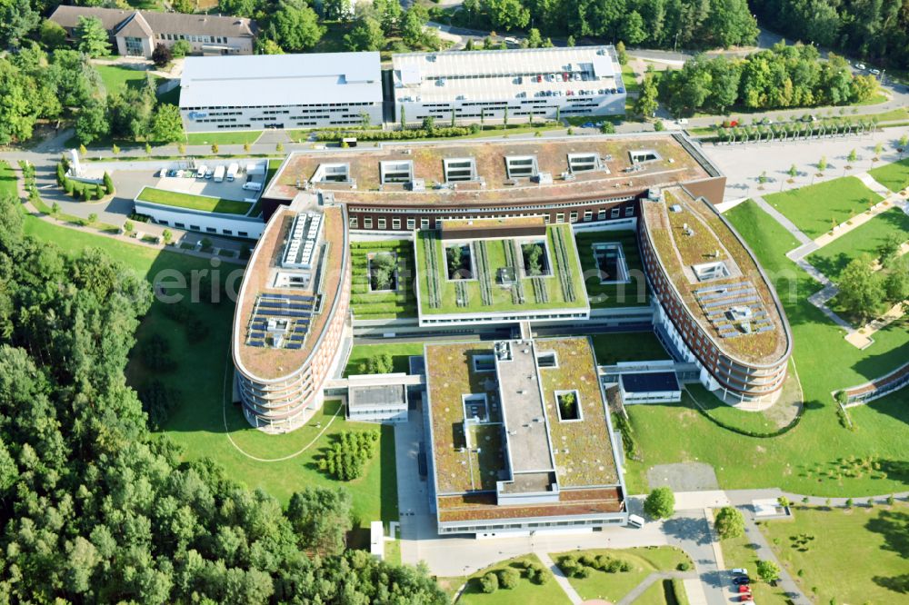 Gera from the bird's eye view: Hospital grounds of the Clinic SRH Wald-Klinikum Gera on Strasse of Friedens in Gera in the state Thuringia, Germany