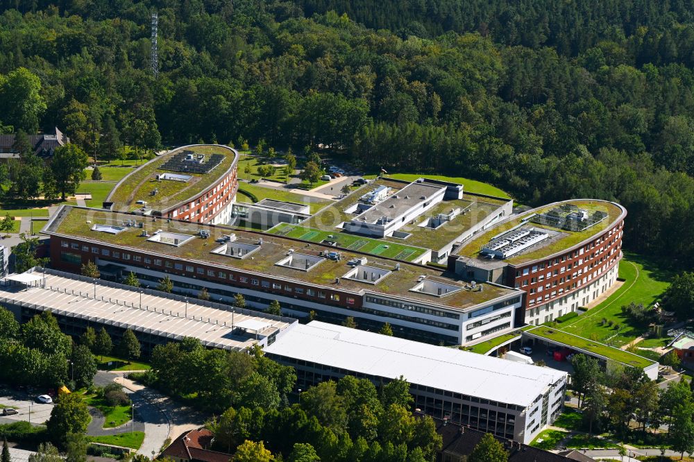 Gera from above - Hospital grounds of the Clinic SRH Wald-Klinikum Gera on Strasse of Friedens in Gera in the state Thuringia, Germany