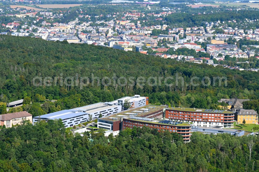 Gera from above - Hospital grounds of the Clinic SRH Wald-Klinikum Gera on Strasse of Friedens in Gera in the state Thuringia, Germany