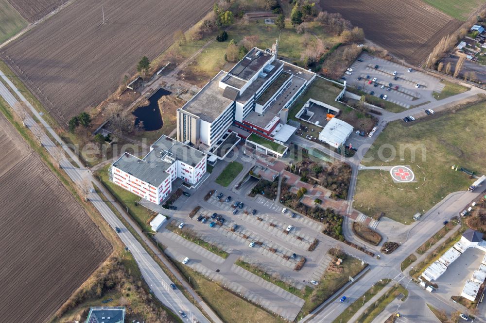 Aerial image Frankenthal - Hospital grounds of the Clinic Stadtklinik Frankenthal in Frankenthal in the state Rhineland-Palatinate, Germany