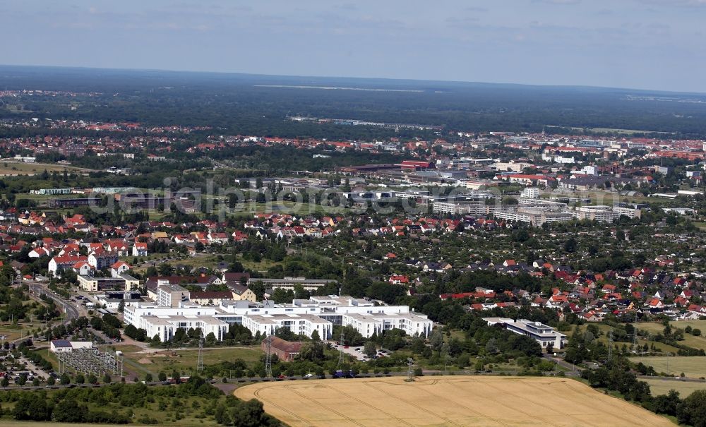 Dessau from the bird's eye view: Hospital grounds of the Clinic Staedtisches Klinikum Dessau on Auenweg in the district Alten in Dessau in the state Saxony-Anhalt, Germany