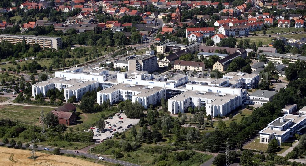 Aerial photograph Dessau - Hospital grounds of the Clinic Staedtisches Klinikum Dessau on Auenweg in the district Alten in Dessau in the state Saxony-Anhalt, Germany